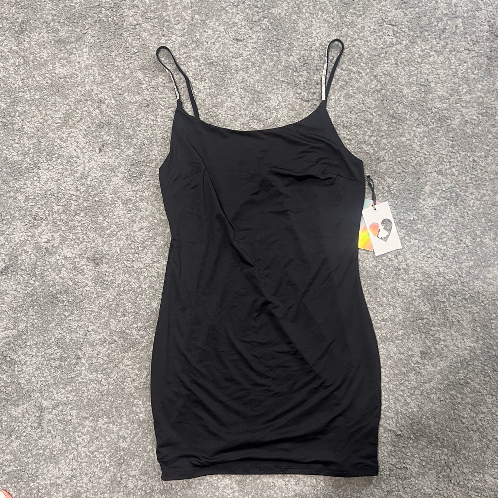 Black Fitted Studded Strap Dress